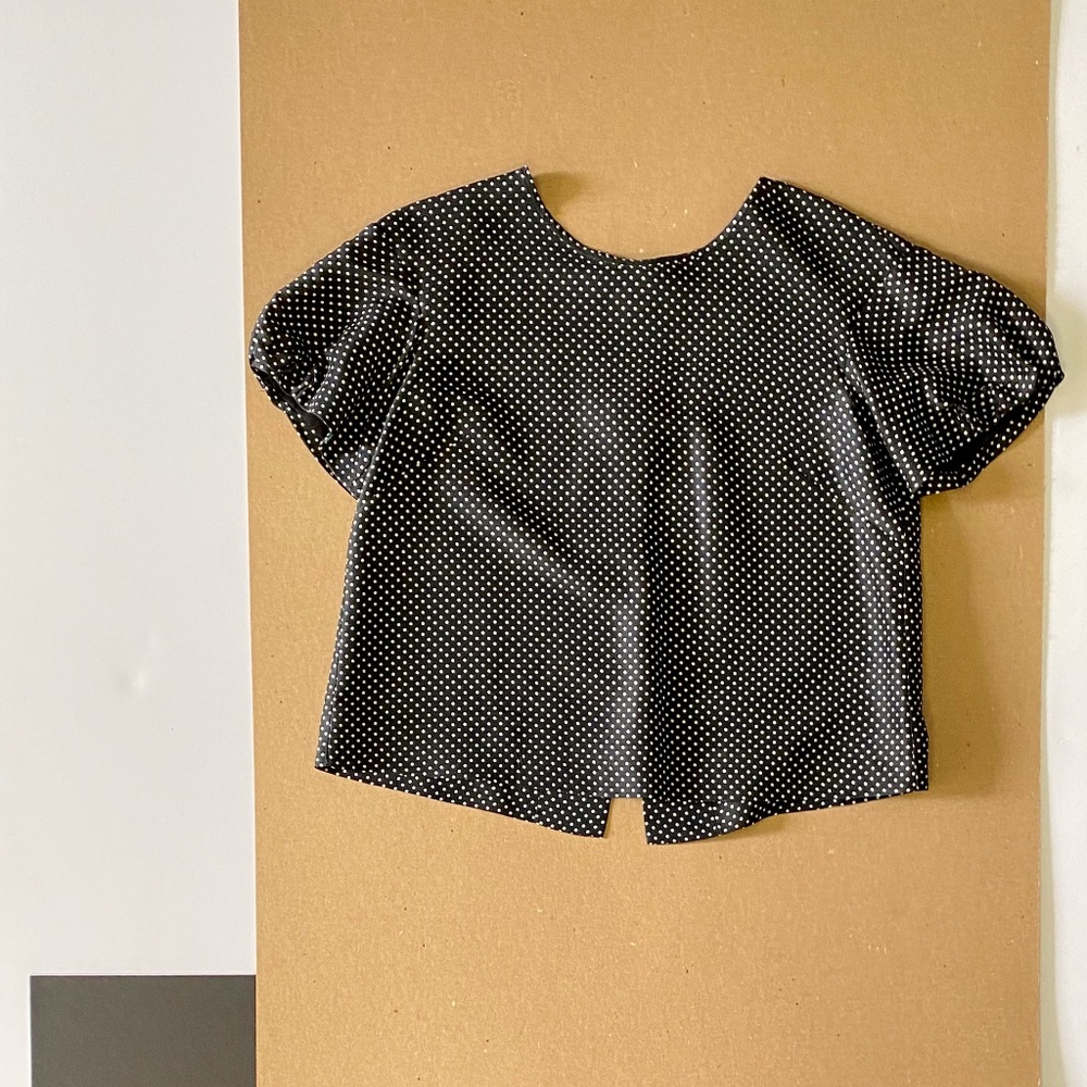 Jcrew, 2010 silk printed dot top, lined sleeves